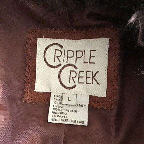 CLIPPER CREEK Stud Faux Fur Distressed Leather Jacket - Picture 11 of 12